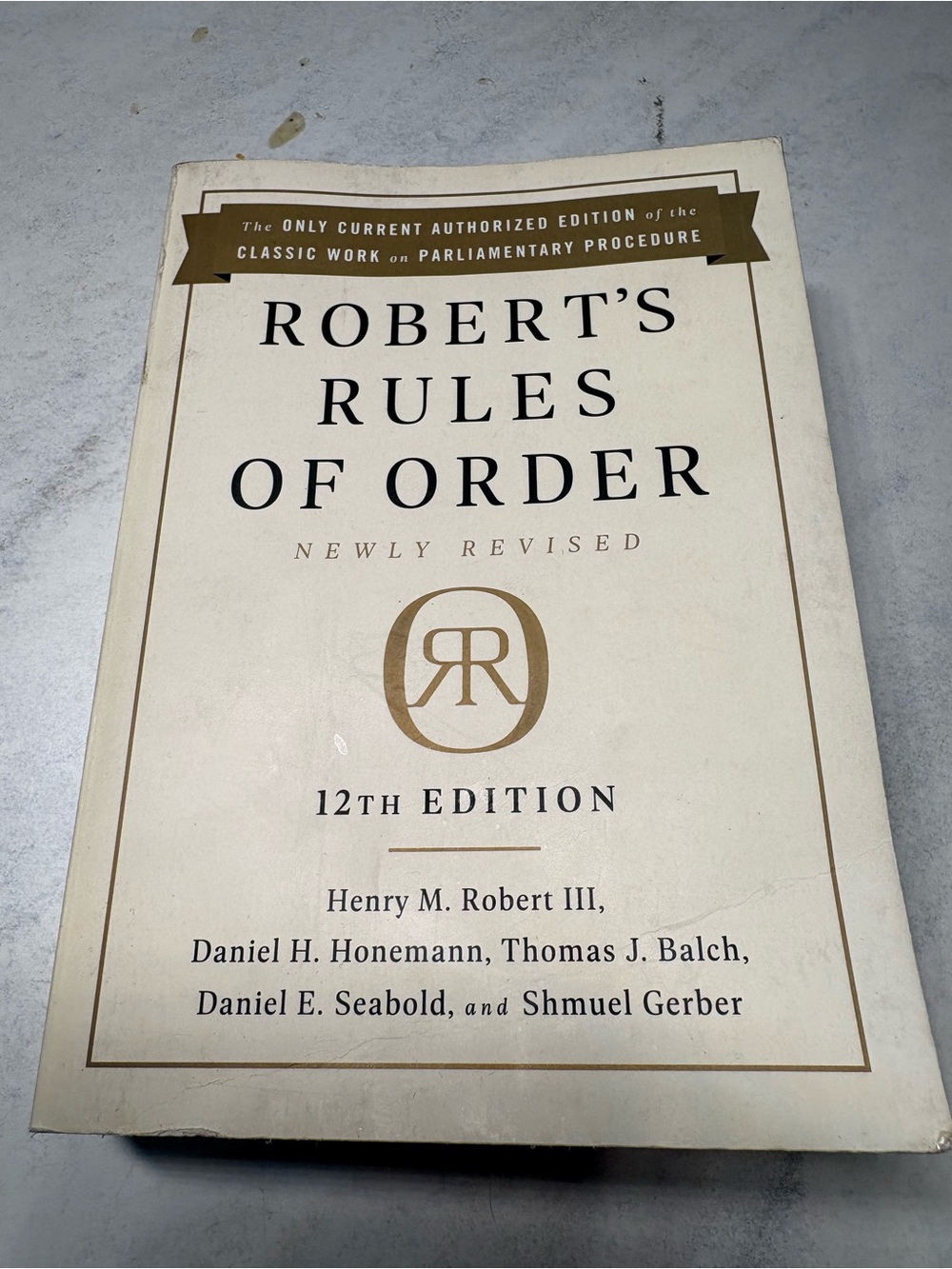 Robert's Rules of Order 12th Edition - Cream and Gold Cover